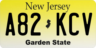 NJ license plate A82KCV