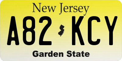 NJ license plate A82KCY