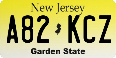 NJ license plate A82KCZ