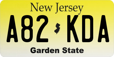 NJ license plate A82KDA