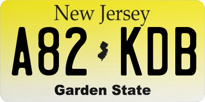 NJ license plate A82KDB