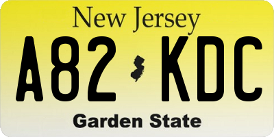 NJ license plate A82KDC