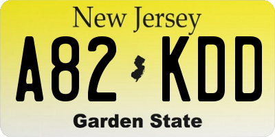 NJ license plate A82KDD