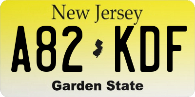 NJ license plate A82KDF