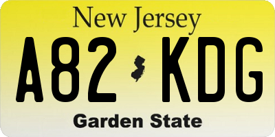 NJ license plate A82KDG