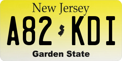 NJ license plate A82KDI