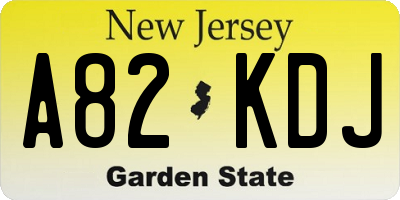 NJ license plate A82KDJ