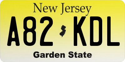 NJ license plate A82KDL