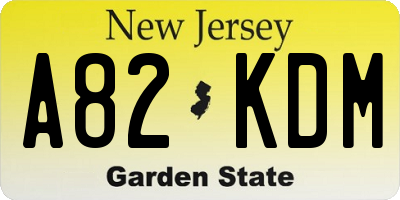NJ license plate A82KDM