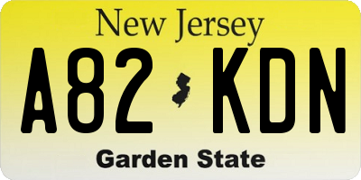 NJ license plate A82KDN