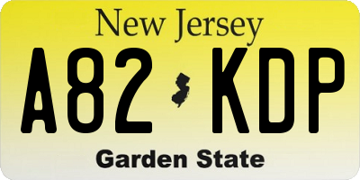 NJ license plate A82KDP