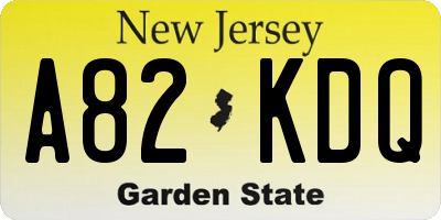 NJ license plate A82KDQ