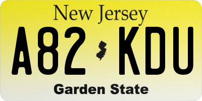 NJ license plate A82KDU