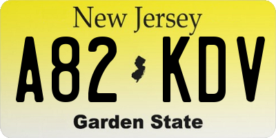NJ license plate A82KDV