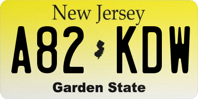 NJ license plate A82KDW