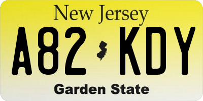 NJ license plate A82KDY