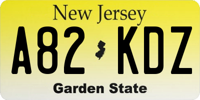 NJ license plate A82KDZ