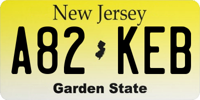 NJ license plate A82KEB