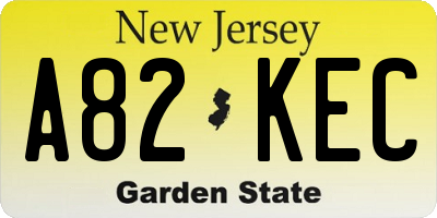 NJ license plate A82KEC