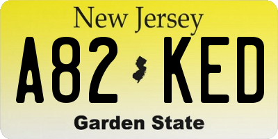 NJ license plate A82KED