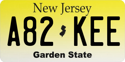 NJ license plate A82KEE