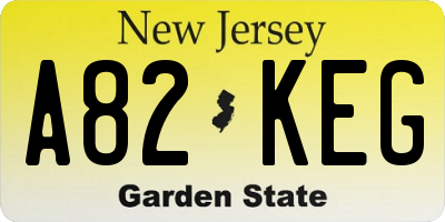 NJ license plate A82KEG