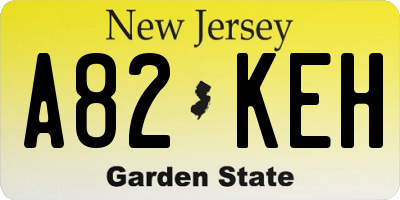 NJ license plate A82KEH