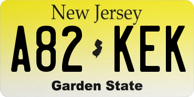NJ license plate A82KEK