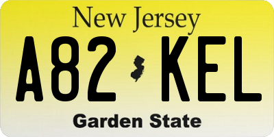 NJ license plate A82KEL