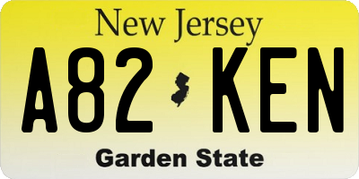 NJ license plate A82KEN