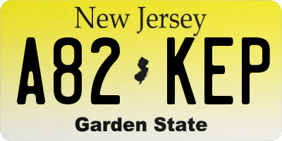 NJ license plate A82KEP