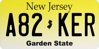 NJ license plate A82KER