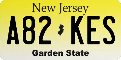 NJ license plate A82KES
