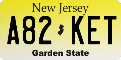 NJ license plate A82KET