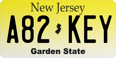 NJ license plate A82KEY