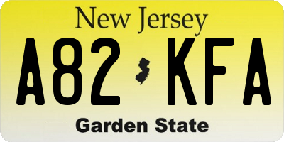 NJ license plate A82KFA