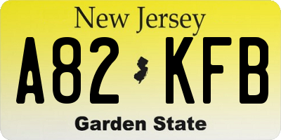 NJ license plate A82KFB
