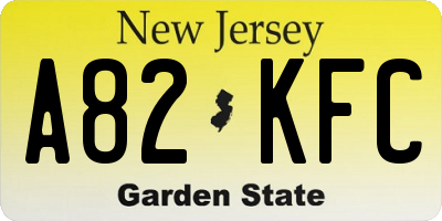 NJ license plate A82KFC
