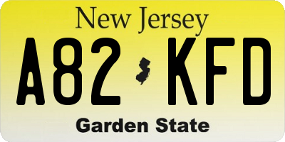 NJ license plate A82KFD
