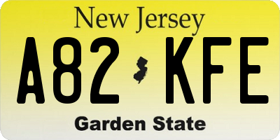 NJ license plate A82KFE