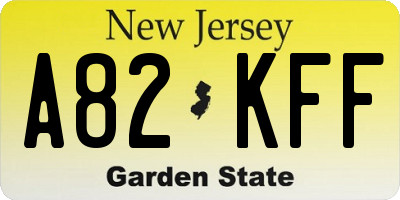 NJ license plate A82KFF