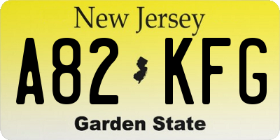 NJ license plate A82KFG