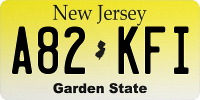 NJ license plate A82KFI