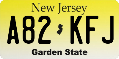 NJ license plate A82KFJ