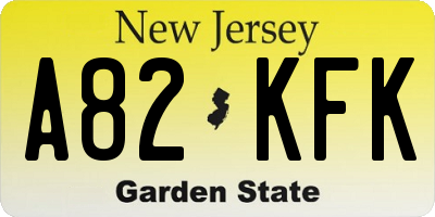 NJ license plate A82KFK