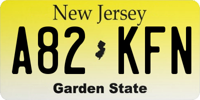 NJ license plate A82KFN