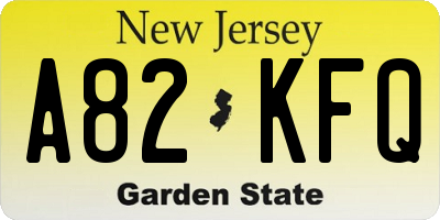 NJ license plate A82KFQ