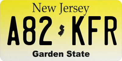 NJ license plate A82KFR