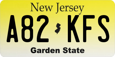 NJ license plate A82KFS
