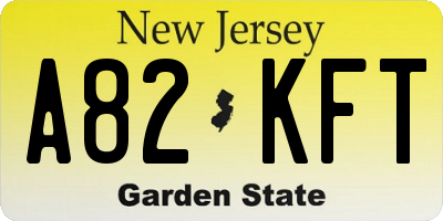 NJ license plate A82KFT